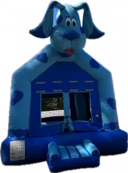 blue dog bounce house